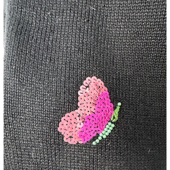 Vintage Quacker Factory Womens L Sweater Embellished Sequins Heart Butterfly A8 - Picture 4 of 6